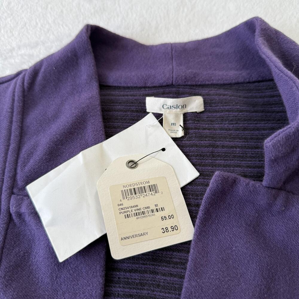 Caslon Knit Blazer Jacket Womens Medium Purple Cotton One Button Casual - Picture 6 of 10